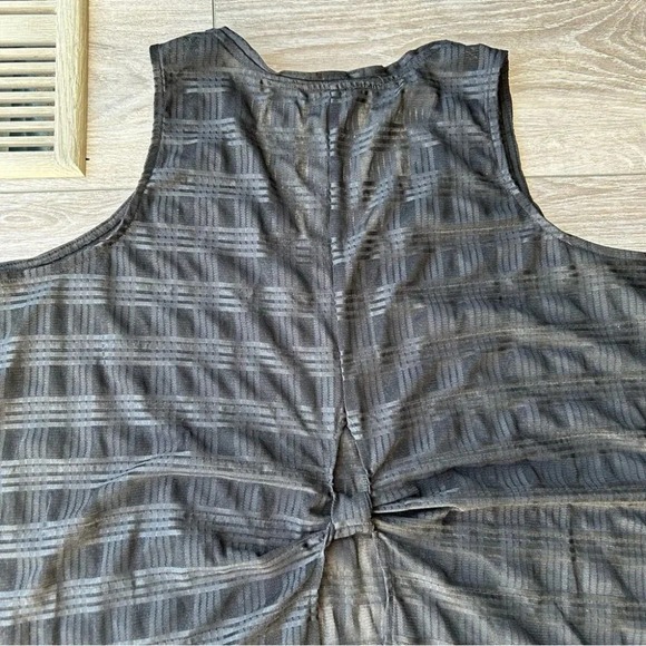 Mblm Sleeveless  Sheer Gingham Stretchy Top in Black - Picture 10 of 12